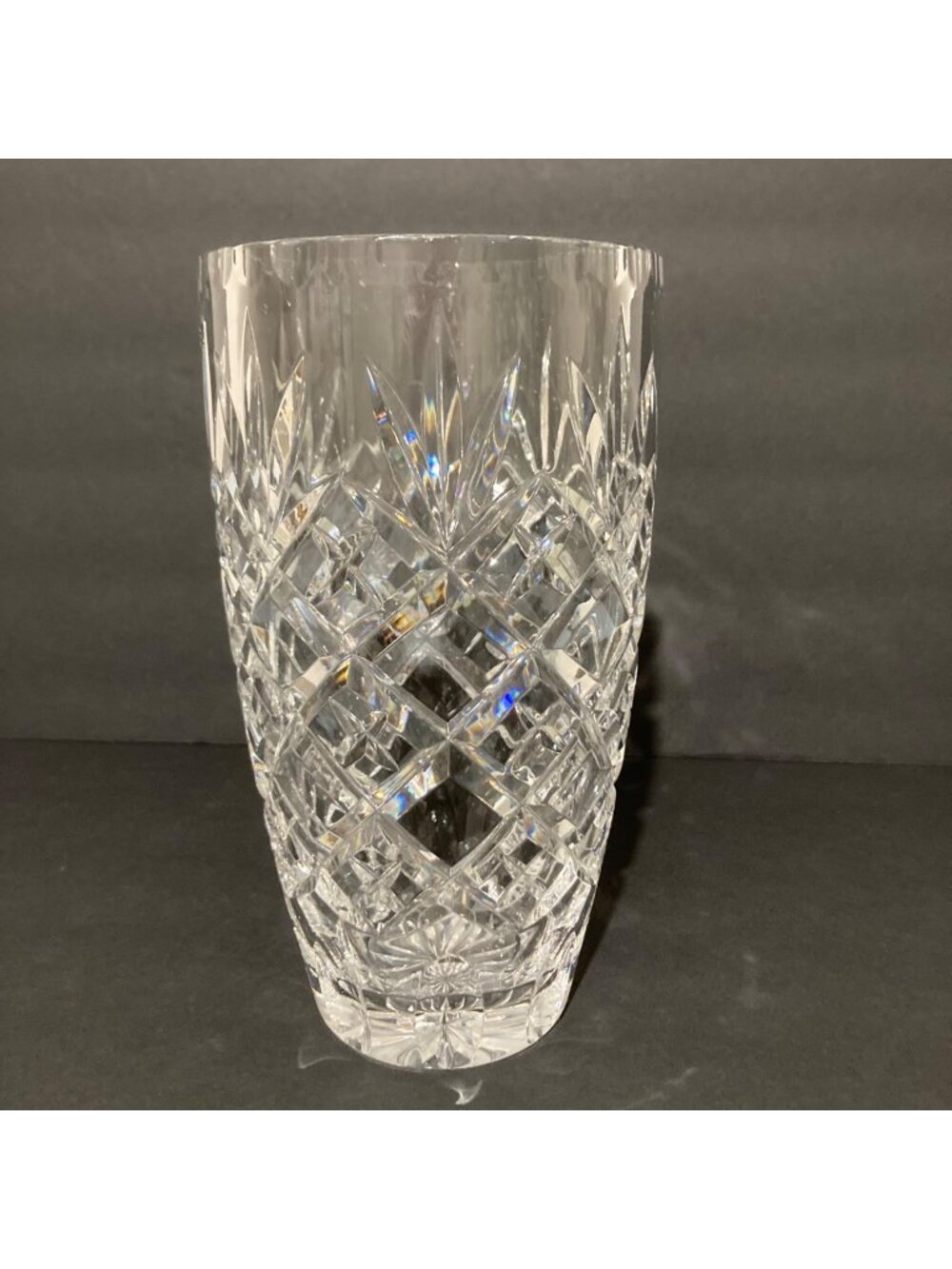 Ceska Hand-Cut Crystal Vase With Intricate Diamond Cut